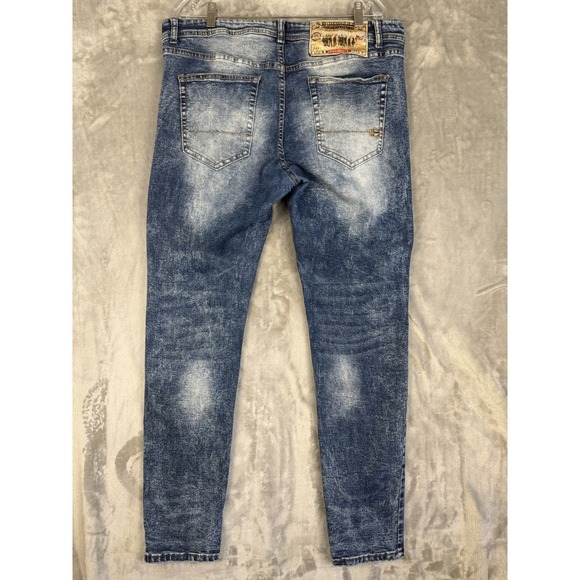 HARD SODA Men's Distressed Wash‎ Slim Fit Jeans W36 Blue Denim - Picture 2 of 8